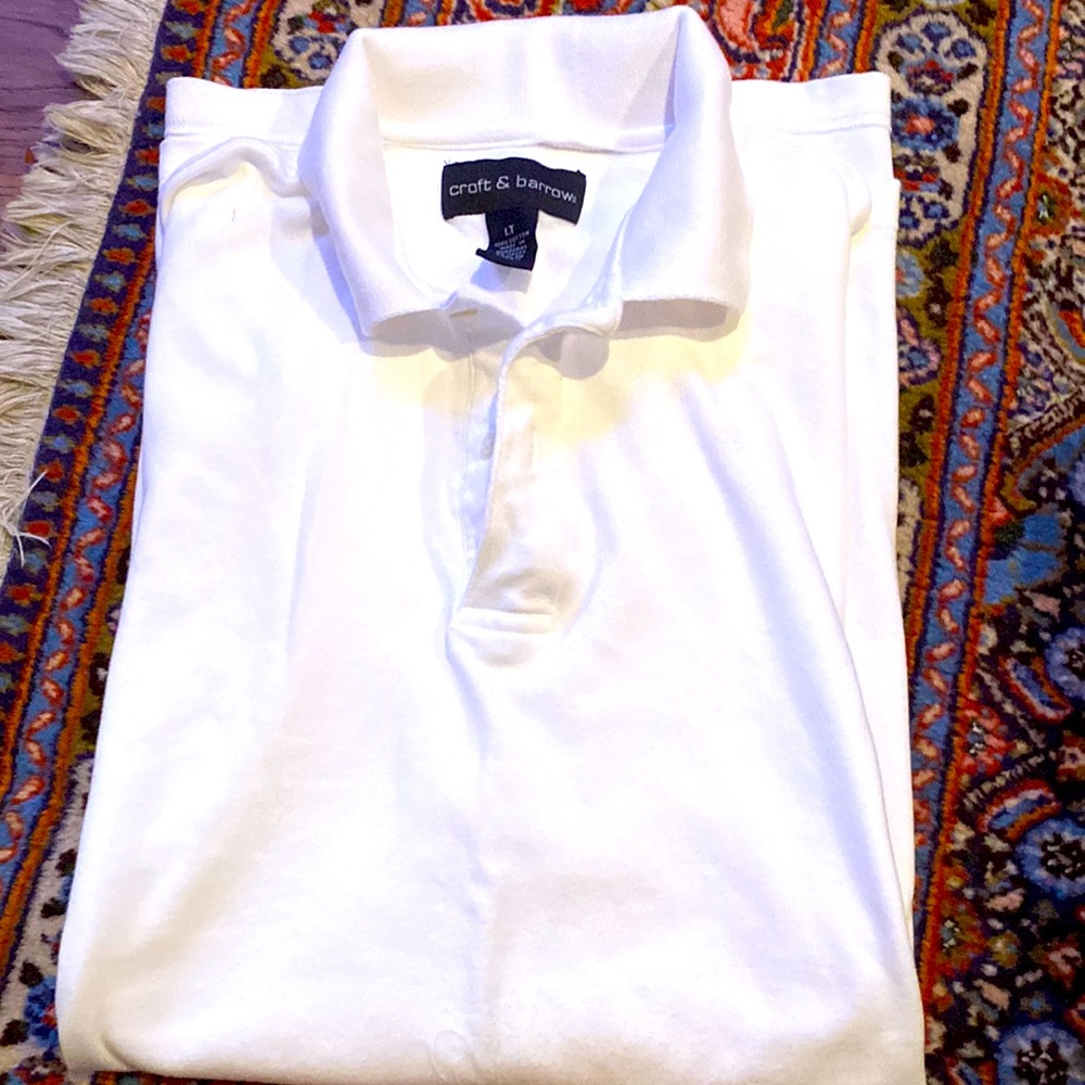 Mens Croft ans Barrow Large Tall polo shirt, white, short sleeve